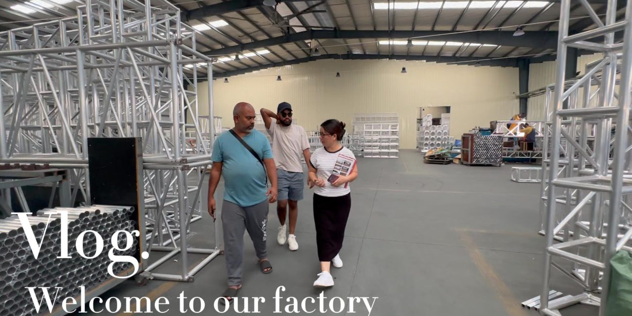 Client inspection visit to aluminum truss factory, on-site check of production and quality 标题
