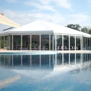 35m Clear Span Hexagonal Event Tent with Glass Walls
