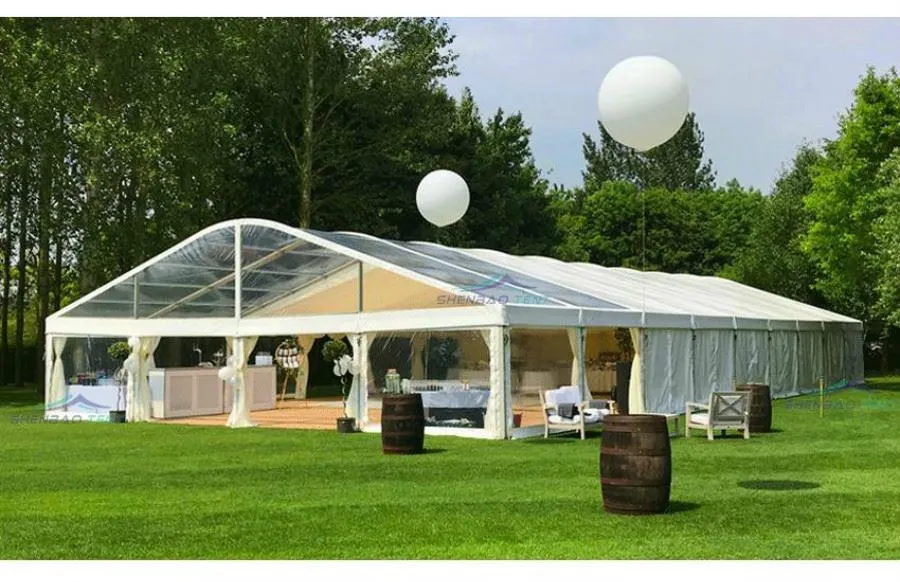 Curved roof clear wedding event tent with aluminum frame