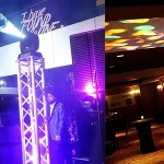 2M totem truss installed in bar event site display