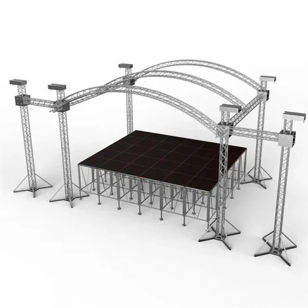 6-pillar triple-arch stage lighting truss system for LED and lighting rigging