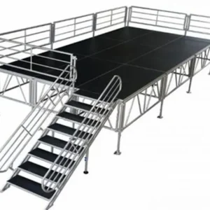 4x8 Modular Aluminum Stage with Stair Railing Anti-Slip Plywood