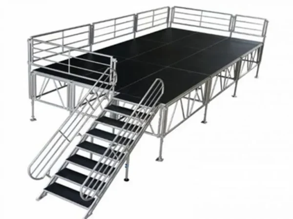 4x8 aluminium modular stage with stairs and railings