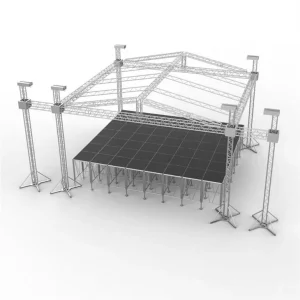 6-Pillar Box-Type Stage Truss with LED & Rigging Compatibility