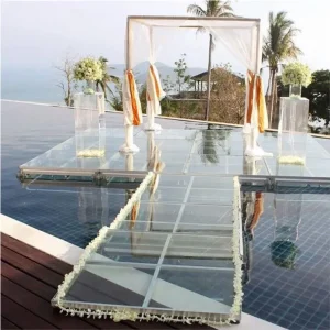 Modular Transparent Acrylic Pool Wedding Stage with Walkway