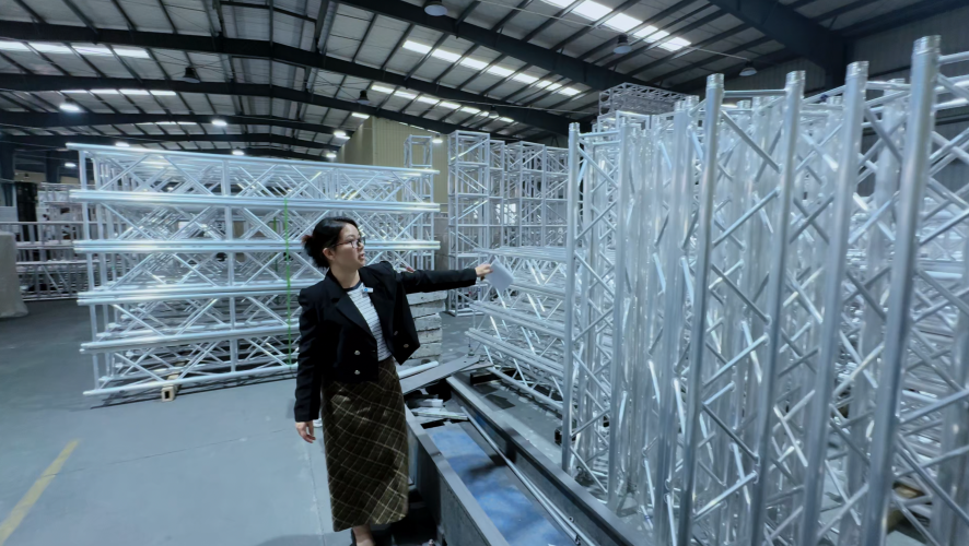 Aluminum truss workshop factory production line interior scene
