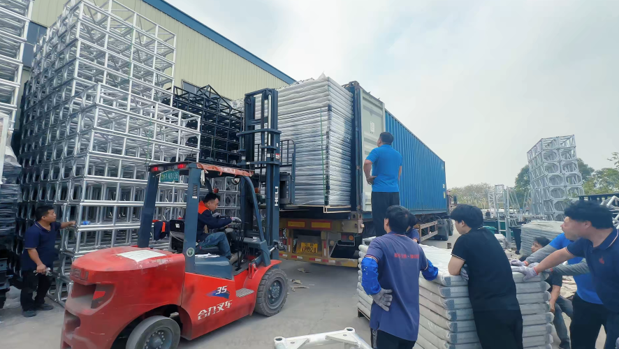 Energetic daily factory work | Aluminum truss container loading & export shipment site