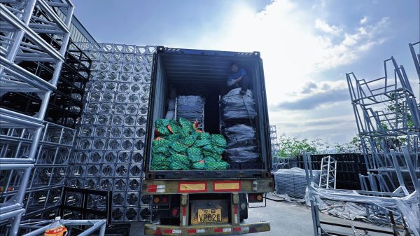 Stage equipment container loading for outdoor acrylic stage export delivery