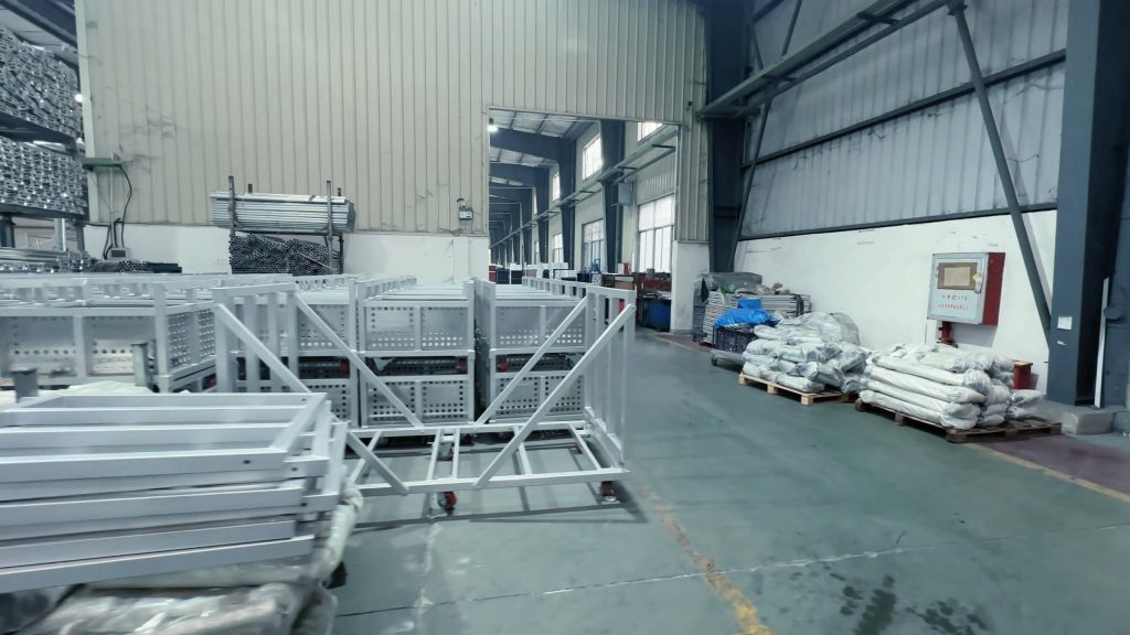 Mobile truss accessories cart with swivel caster wheels used for aluminum stage truss installation parts storage and shipping
