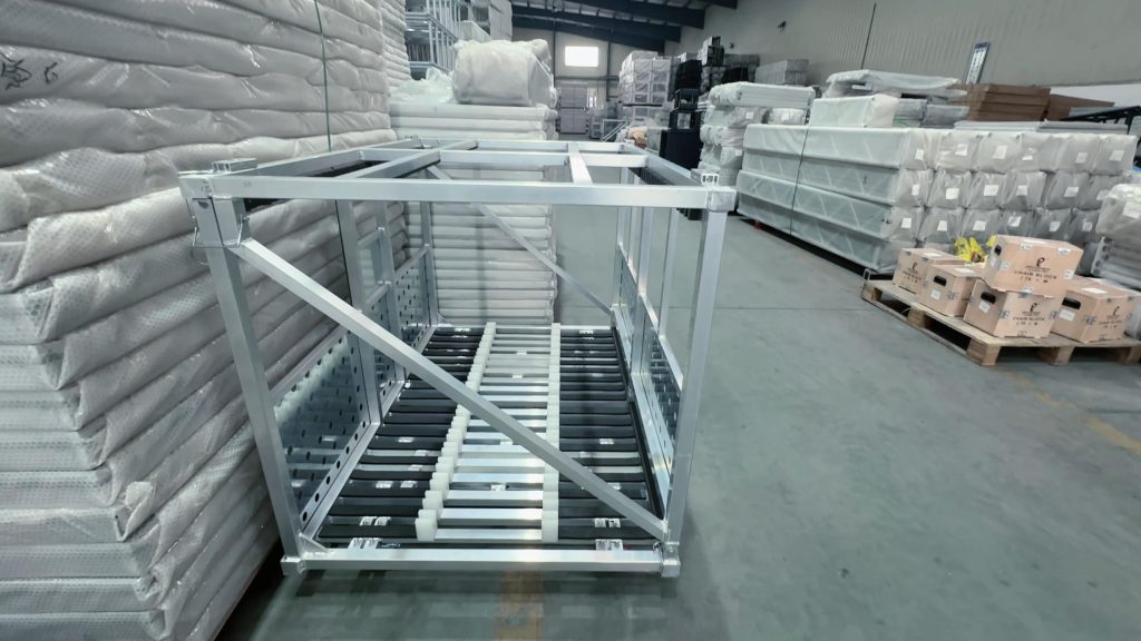 LED screen movable transportation frame designed to carry up to 18 LED display panels for stage and event logistics