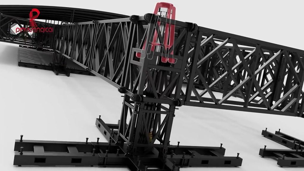 Electric Cylinder Lifting Truss System iron truss and lifting column connection
