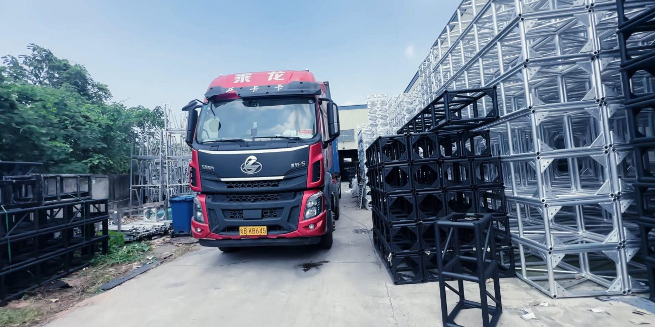 Aluminum Truss Container Loading with ringlock scaffolding