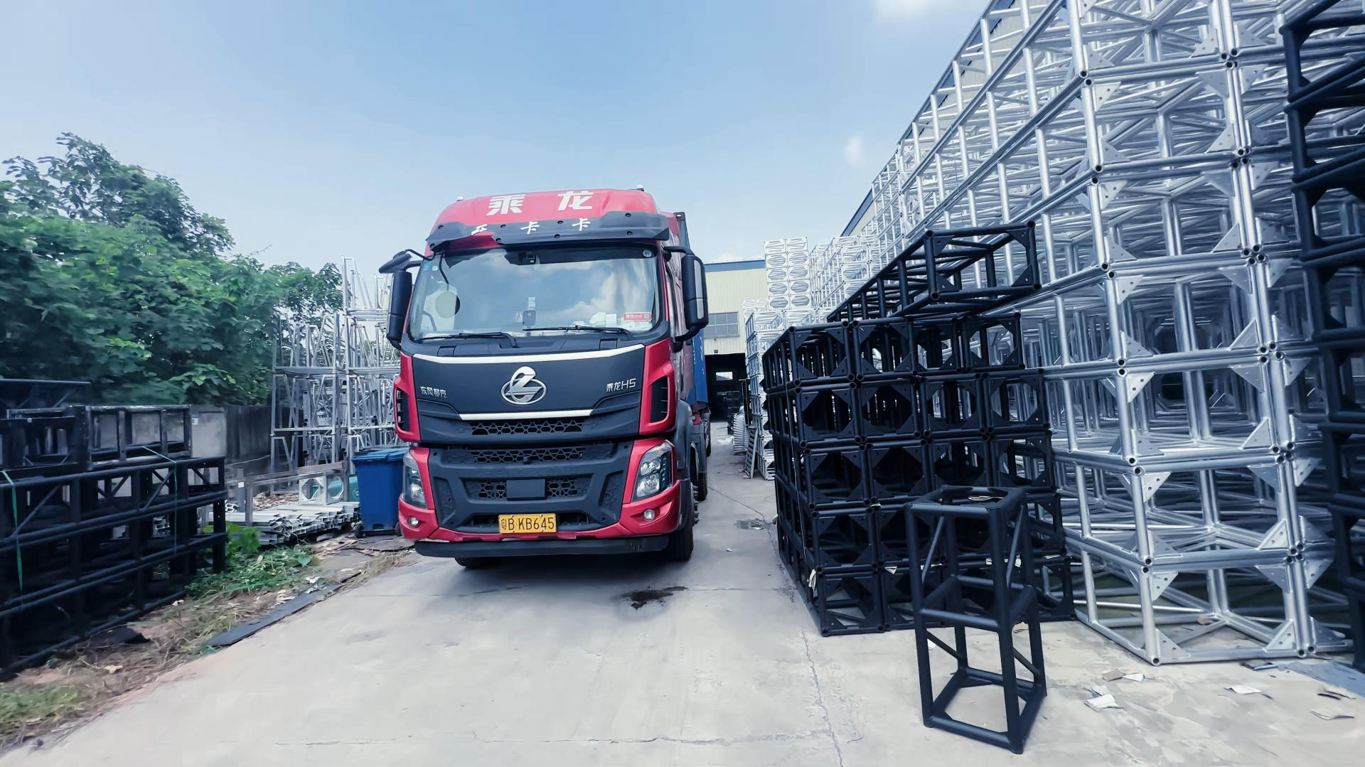 Aluminum Truss Container Loading with ringlock scaffolding